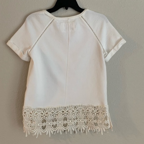 Anthropologie - Saturday Sunday Lace Trimmed White Short Sleeve Top - Picture 8 of 8